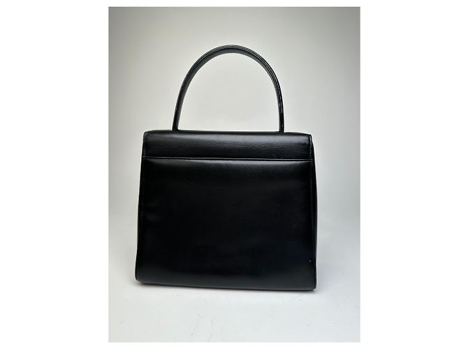 Vintage Givenchy Leder Schultertasche Schwarz Silber - Ansicht 2