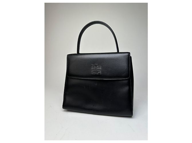 Vintage Givenchy Leder Schultertasche Schwarz Silber - Ansicht 6