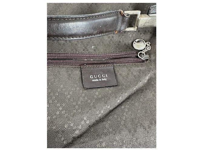 Vintage Gucci Hobo Bag Stoff Braun Silber - Ansicht 7