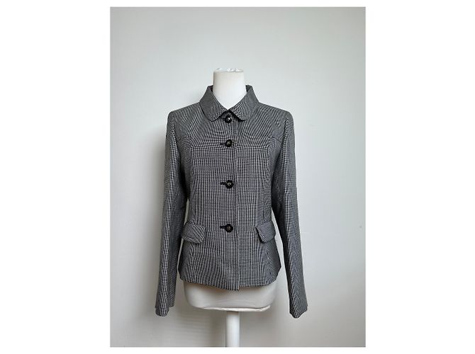 Vintage Courreges Karo-Blazer / Zweiteiler Schwarz Weiß M - Ansicht 13