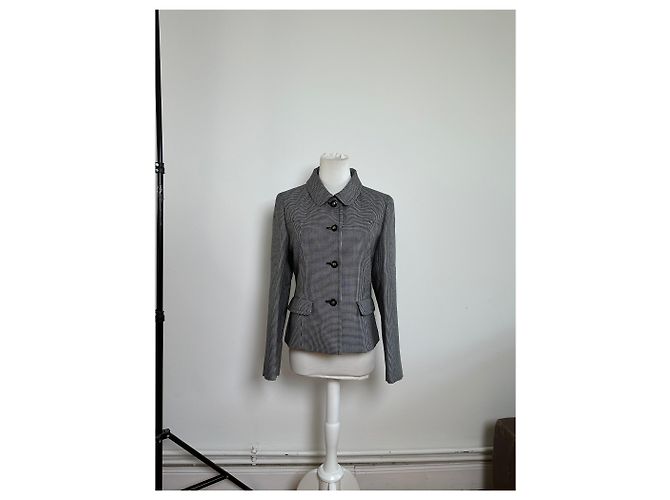 Vintage Courreges Karo-Blazer / Zweiteiler Schwarz Weiß M - Ansicht 2