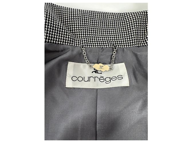 Vintage Courreges Karo-Blazer / Zweiteiler Schwarz Weiß M - Ansicht 8