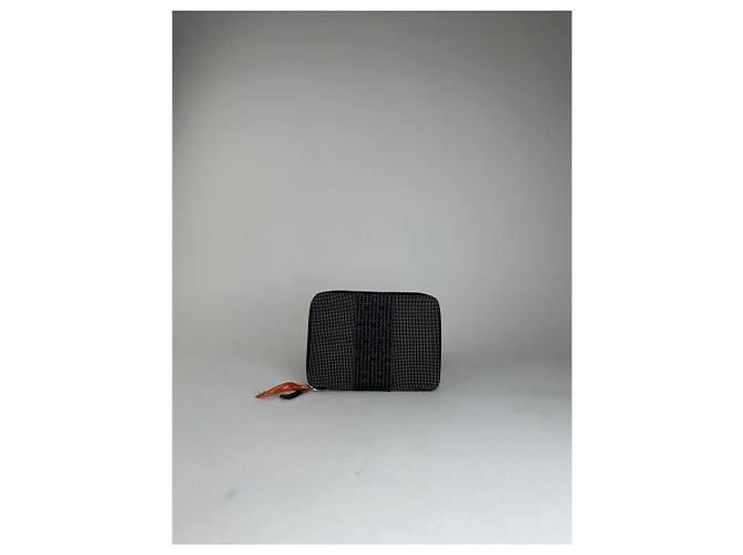 Hermès Vintage Hermes Canvas Zip Wallet Black Grey Silver - view 10
