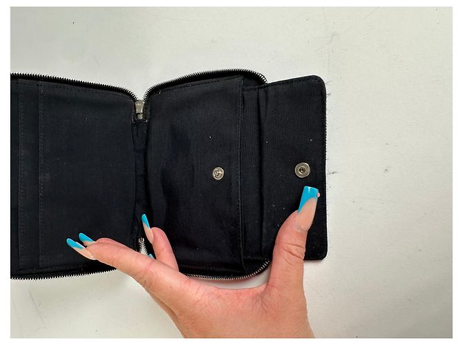 Hermès Vintage Hermes Canvas Zip Wallet Black Grey Silver - view 4