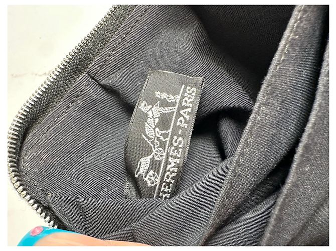 Hermès Vintage Hermes Canvas Zip Wallet Black Grey Silver - view 5