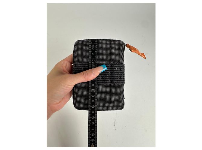 Hermès Vintage Hermes Canvas Zip Wallet Black Grey Silver - view 8