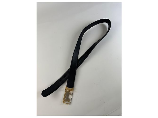 Céline Vintage Celine Ledergürtel Schwarz Goldene Schnalle - Ansicht 5