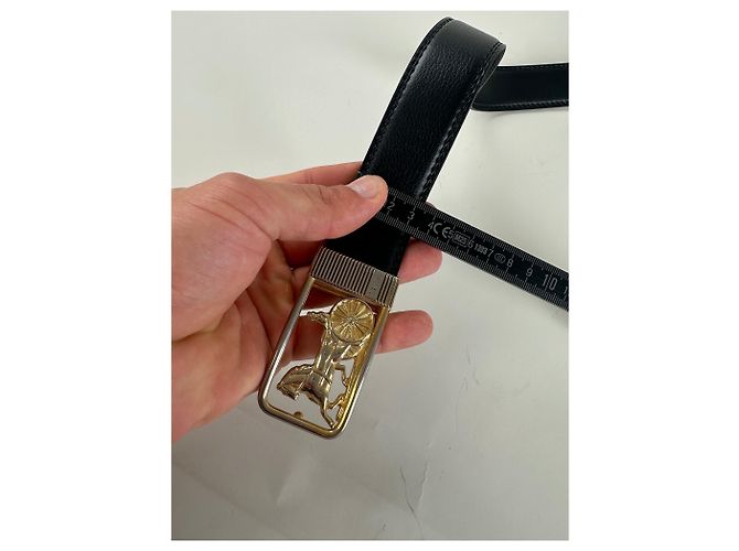Céline Vintage Celine Ledergürtel Schwarz Goldene Schnalle - Ansicht 9