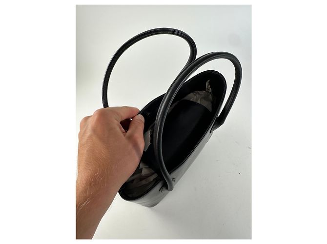 Tote in pelle strutturata vintage Issey Miyake nero - vista 11