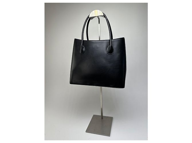 Tote in pelle strutturata vintage Issey Miyake nero - vista 2