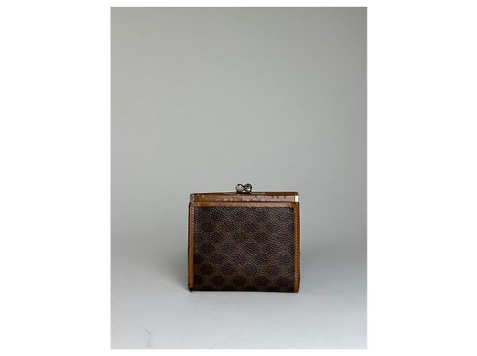 Céline Vintage Celine Coated Canvas Wallet Brown Tan Silver Camel - view 2