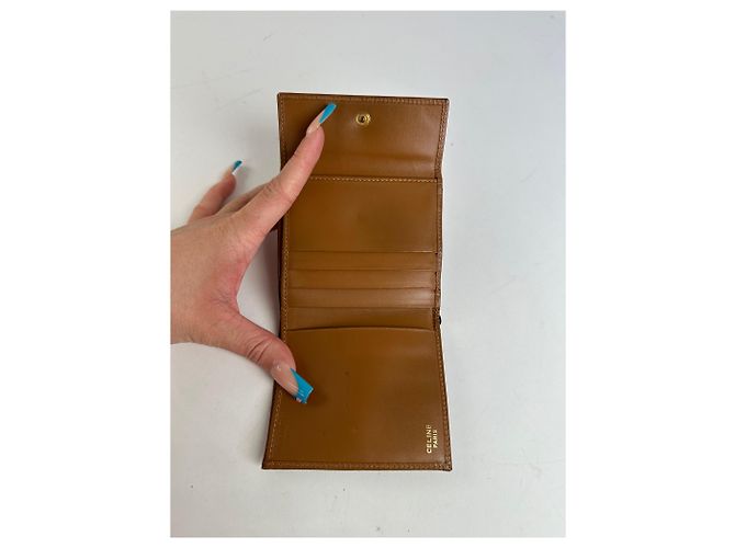 Céline Vintage Celine Coated Canvas Wallet Brown Tan Silver Camel - view 3