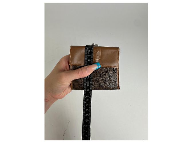 Céline Vintage Celine Coated Canvas Wallet Brown Tan Silver Camel - view 7