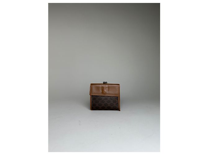 Céline Vintage Celine Coated Canvas Wallet Brown Tan Silver Camel - view 9