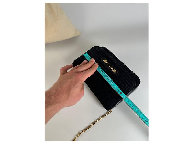 16 Céline Vintage Celine Leder Schultertasche Schwarz Gold - Ansicht 11