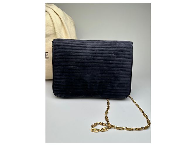 16 Céline Vintage Celine Leder Schultertasche Schwarz Gold - Ansicht 15