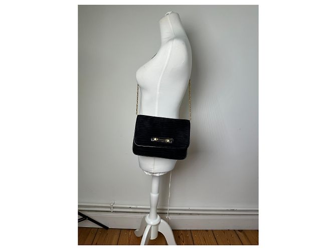 16 Céline Vintage Celine Leder Schultertasche Schwarz Gold - Ansicht 4