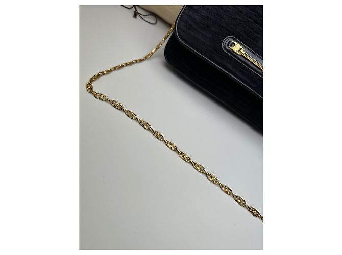 16 Céline Vintage Celine Leder Schultertasche Schwarz Gold - Ansicht 9