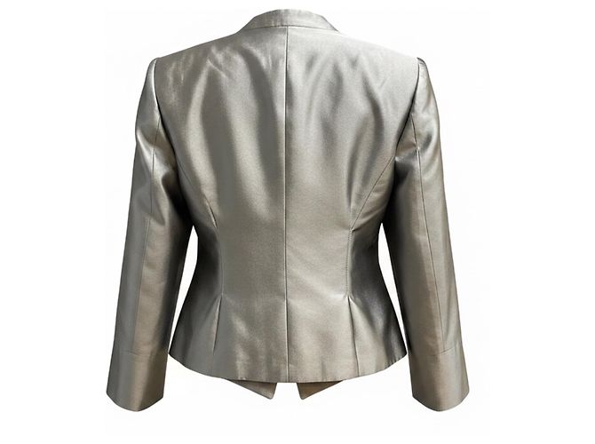 Giacca blazer Giorgio Armani in seta metallizzata argento - vista 2