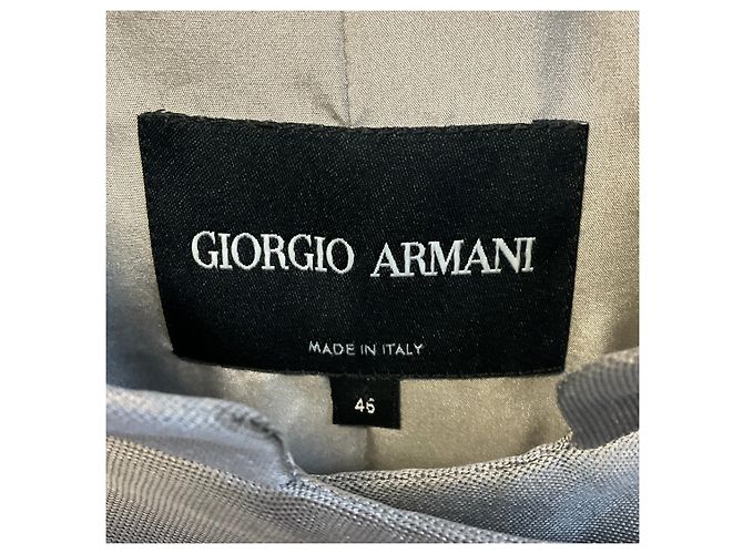 Giacca blazer Giorgio Armani in seta metallizzata argento - vista 3