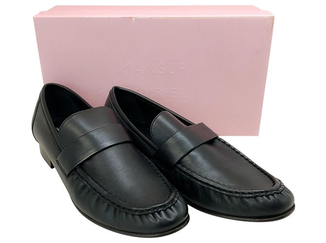 Mocassini in pelle nera arricciata Mansur Gavriel - vista 6