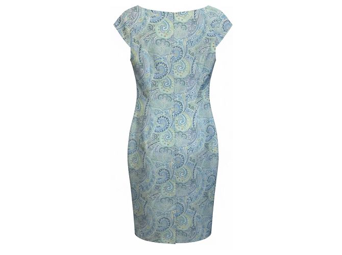 Vestido de algodón con estampado paisley azul claro y mangas cortas Max Mara - vista 2