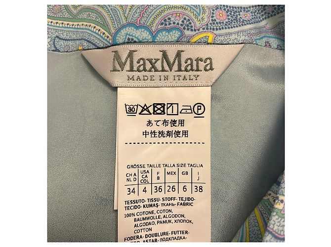 Vestido de algodón con estampado paisley azul claro y mangas cortas Max Mara - vista 3