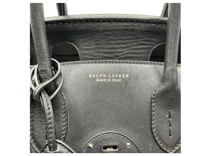Borsa Soft Ricky 33 in pelle di vitello nero / bianco Ralph Lauren - vista 11