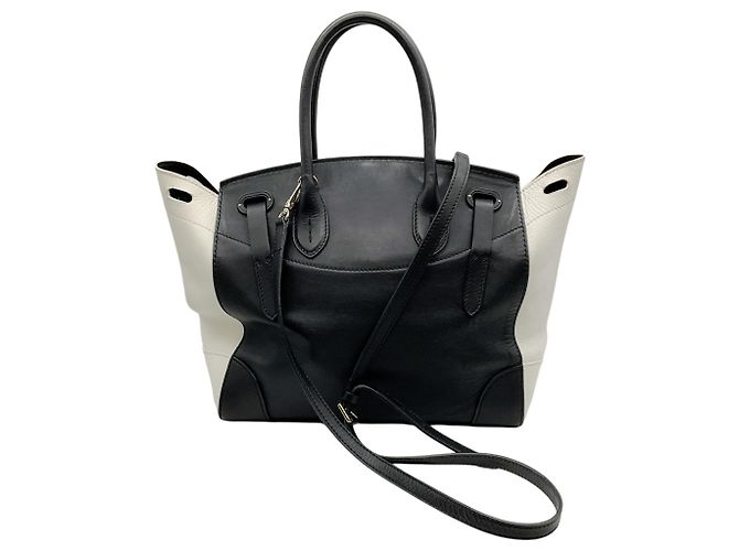 Borsa Soft Ricky 33 in pelle di vitello nero / bianco Ralph Lauren - vista 3