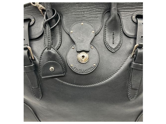 Borsa Soft Ricky 33 in pelle di vitello nero / bianco Ralph Lauren - vista 5