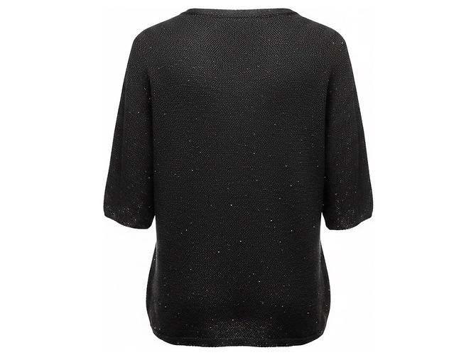 Pull en maille de coton noir à micro-sequins Peserico - vue 2