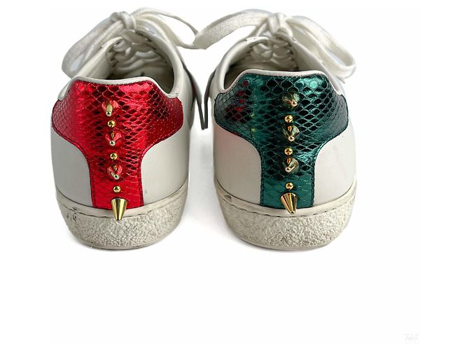Gucci Sneakers Ace Pearls in pelle a righe 37 White Bianco - vista 4
