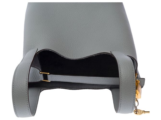 Hermès Borsa HERMES Picotin in Pelle Grigia - 103581 Grigio - vista 10