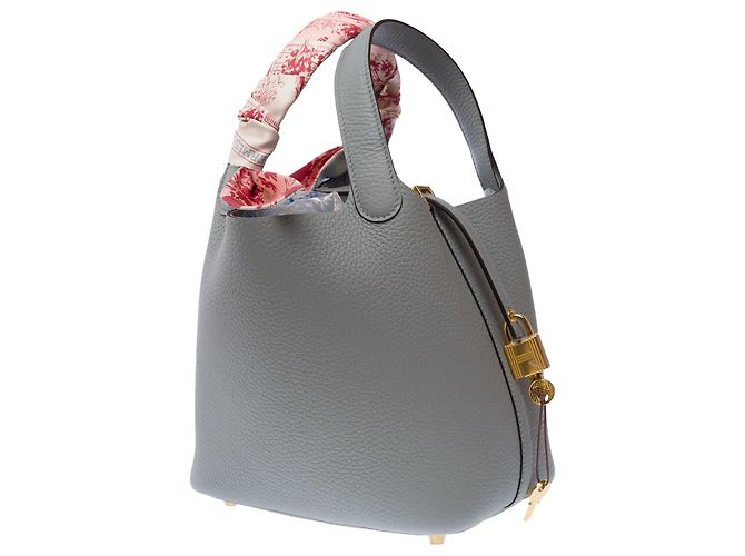 Hermès Borsa HERMES Picotin in Pelle Grigia - 103581 Grigio - vista 3