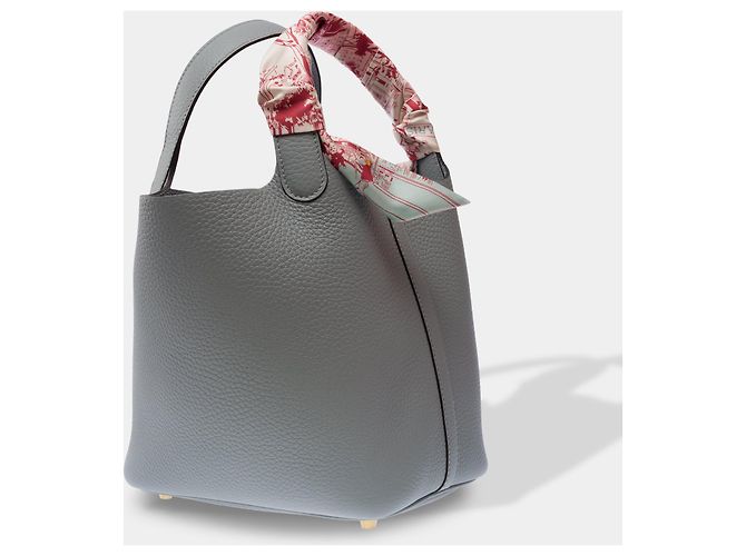 Hermès Borsa HERMES Picotin in Pelle Grigia - 103581 Grigio - vista 5