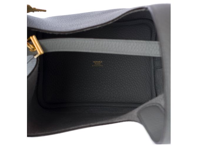 Hermès Borsa HERMES Picotin in Pelle Grigia - 103581 Grigio - vista 9