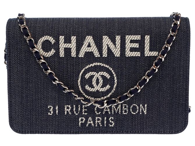 Borsa CHANEL Wallet on Chain in Denim Blu Navy - 103561 - vista 3