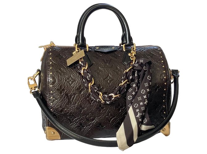 Louis Vuitton Speedy Trunk 25 Monogram Saga Leder Handtasche Dunkelbraun - Ansicht 2