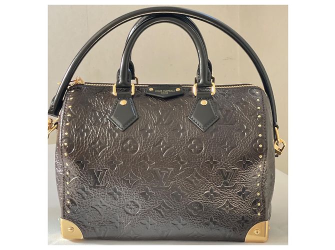 Louis Vuitton Speedy Trunk 25 Monogram Saga Pelle Acajou Marrone scuro - vista 2