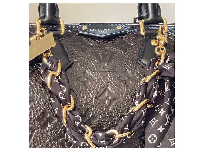 Louis Vuitton Speedy Trunk 25 Monogram Saga Pelle Acajou Marrone scuro - vista 3