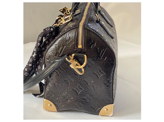 Louis Vuitton Speedy Trunk 25 Monogram Saga Pelle Acajou Marrone scuro - vista 4