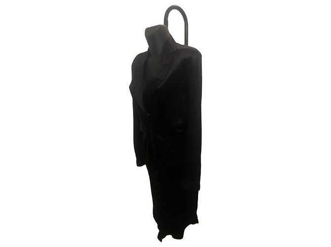 Thierry Mugler Abito in raso nero a maniche lunghe Mugler - vista 2