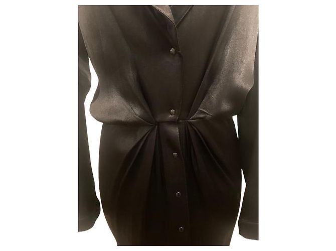 Thierry Mugler Abito in raso nero a maniche lunghe Mugler - vista 3