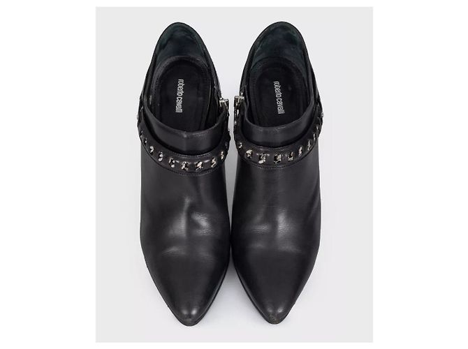 Schwarze Leder-Knöchelstiefel Roberto Cavalli Größe 40 gebraucht - Ansicht 2