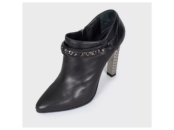 Schwarze Leder-Knöchelstiefel Roberto Cavalli Größe 40 gebraucht - Ansicht 3