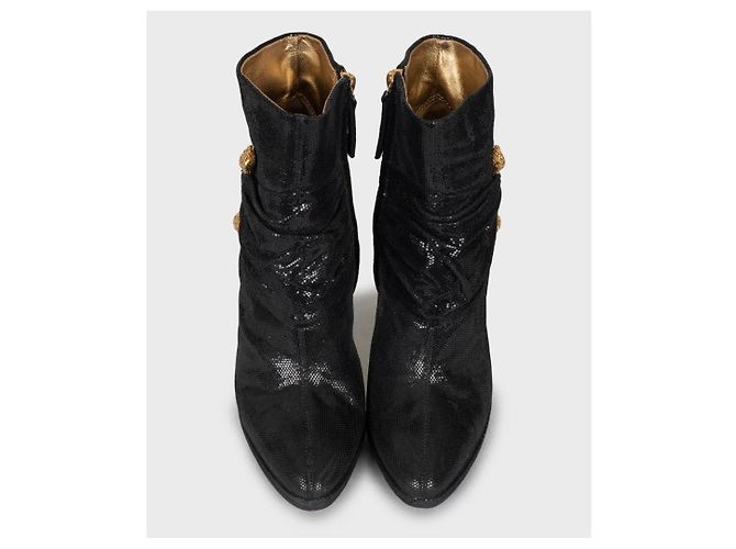 Schwarze Leder-Stiefeletten Roberto Cavalli Größe 38.5 gebraucht - Ansicht 2