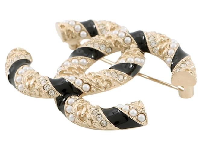 Spilla Chanel in oro e strass D'oro - vista 2