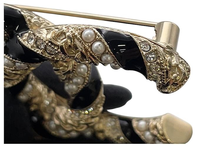 Spilla Chanel in oro e strass D'oro - vista 6