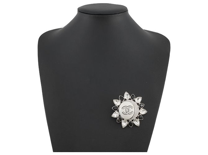 Chanel Coco Mark Strass-Brosche Silber - Ansicht 4