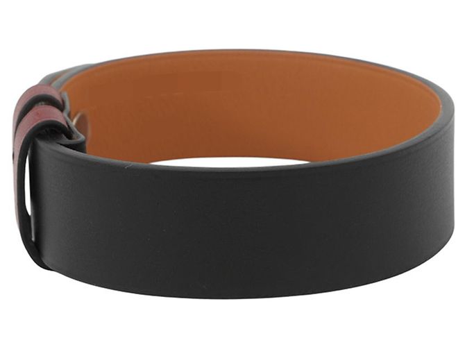 Hermès Bracciale charm in pelle nero e rosso Hermes - vista 2